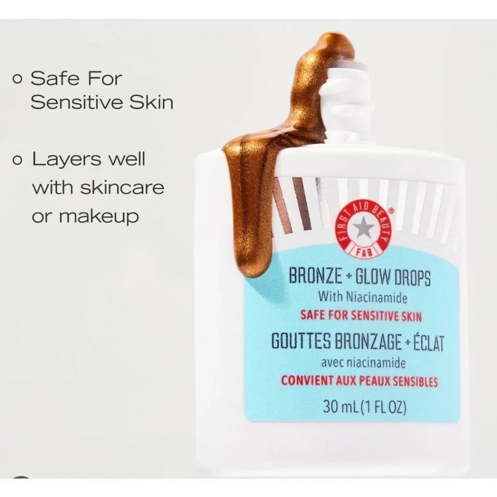 BNIB~FIRST AID BEAUTY Bronze Glow Drops with Niacinamide~1 fl.oz.~